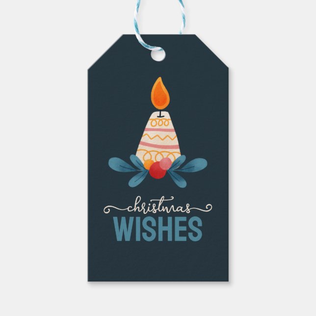 Candle Christmas Wishes Gift Tag (Front)