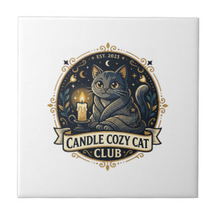 Candle Cosy Cat Cat Dad Gift Idea - Candle Cosy Ca Ceramic Tile