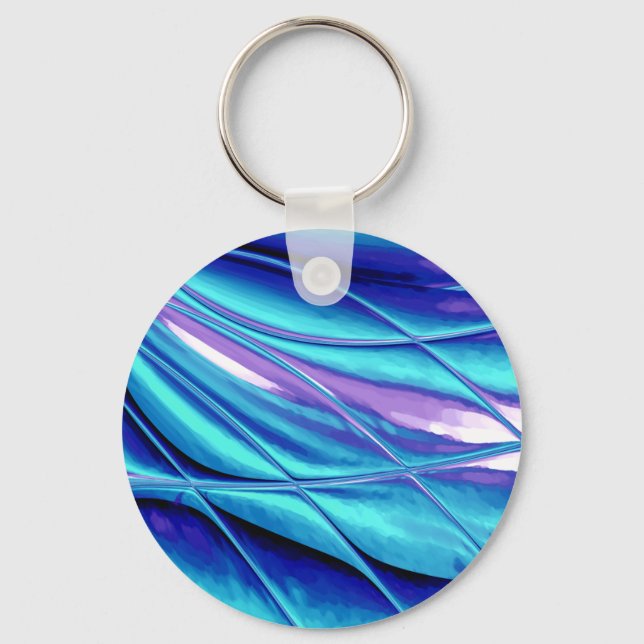 Candle Creation Blue Abstract Key Ring (Front)