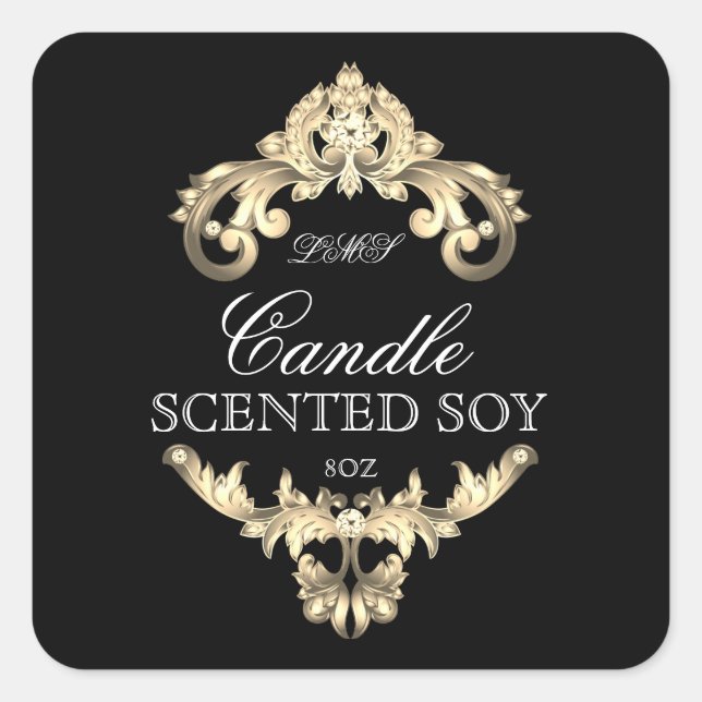 Candle Elegant Gold Black Product Label (Front)