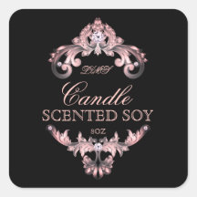 Candle Elegant Pink Black Product Label