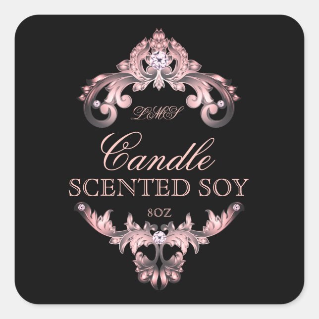Candle Elegant Pink Black Product Label (Front)