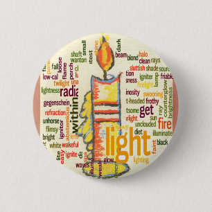 Candle Flame Word Cloud Art Print 6 Cm Round Badge