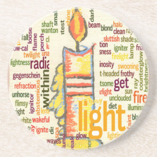 Candle Flame Word Cloud Art Print Coaster