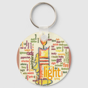 Candle Flame Word Cloud Art Print Key Ring