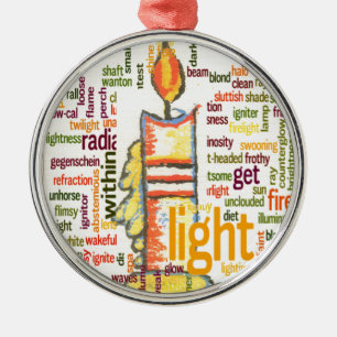 Candle Flame Word Cloud Art Print Metal Ornament