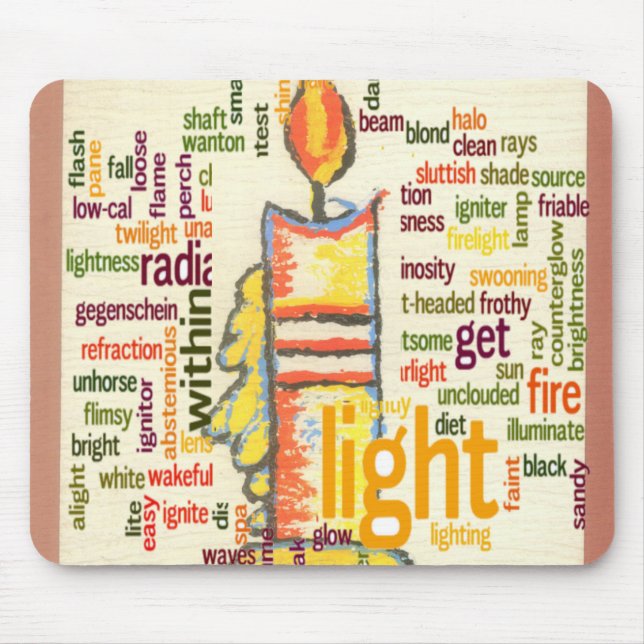 Candle Flame Word Cloud Art Print Mouse Pad (Front)