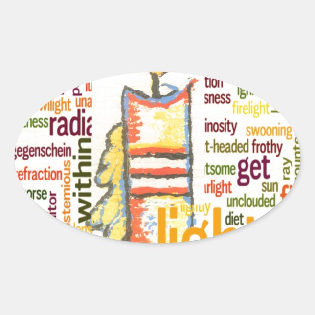 Candle Flame Word Cloud Art Print Oval Sticker (Front)