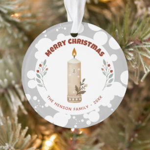 Candle Foliage Christmas Family Holiday Ornament