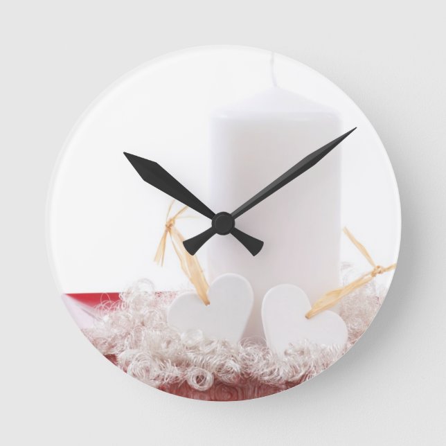 Candle & Hearts Round Clock (Front)