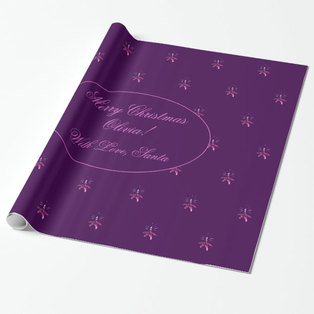 Candle Holder Pink Purple Elegant Christmas Wrapping Paper (Unrolled)