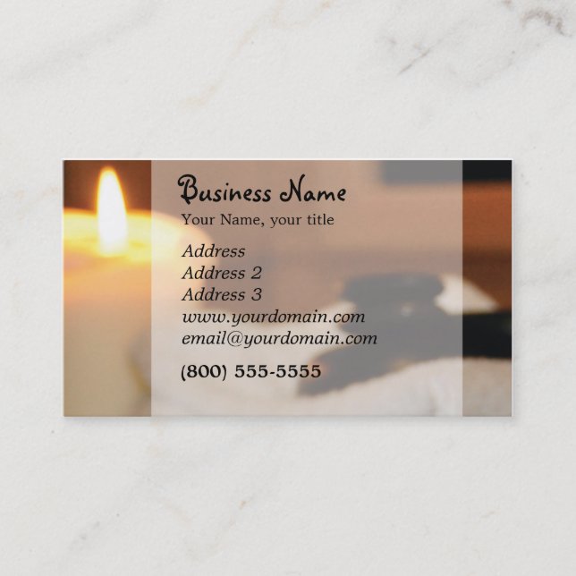 Candle, hot rocks business card (Front)