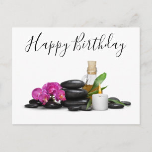 Candle Hot stone Orchid Flower from Spa Postcard