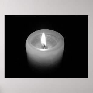 Candle in Black and White Poster