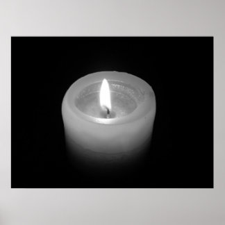 Candle in Black and White Poster