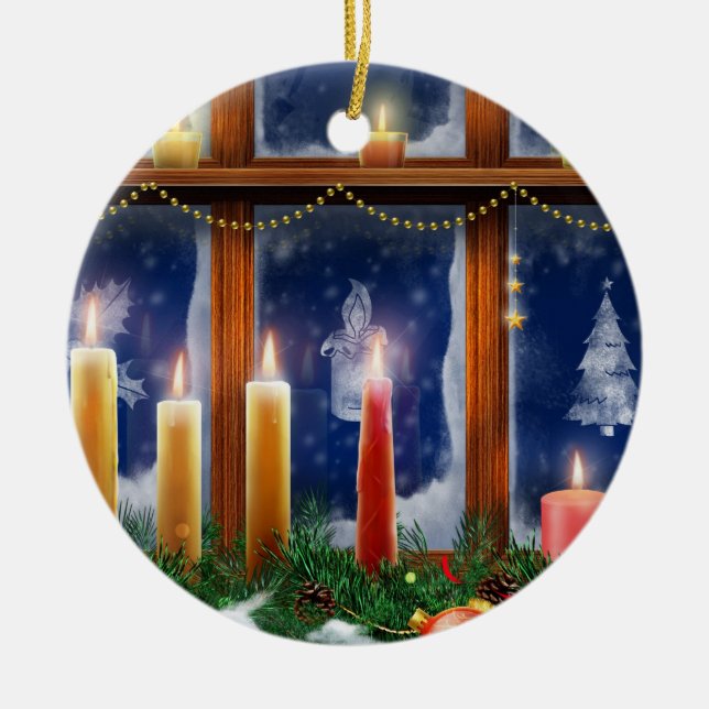 Candle in the Window Christmas Ornament (Front)