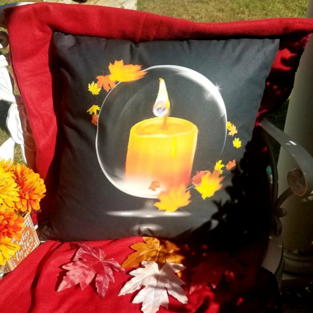 Candle Inside Crystal Bubble With Fall Leaves Cushion (Creator Uploaded)