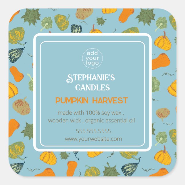 Candle Label Add Your Logo Fall Pumpkin  (Front)