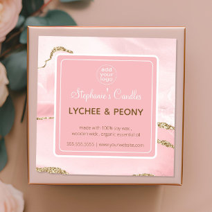 Candle Label Add Your Logo Marble & Gold Glitter 