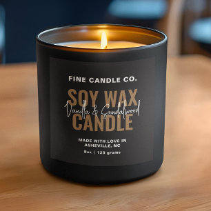 Candle Label Elegant Modern Minimalist Black Gold