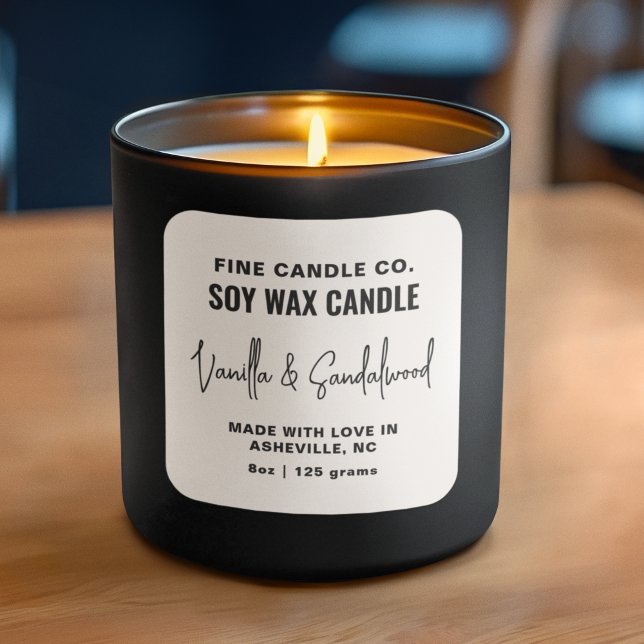Candle Label Elegant Modern Minimalist Black White (Creator Uploaded)