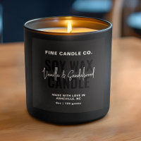 Candle Label Elegant Modern Minimalist Black White