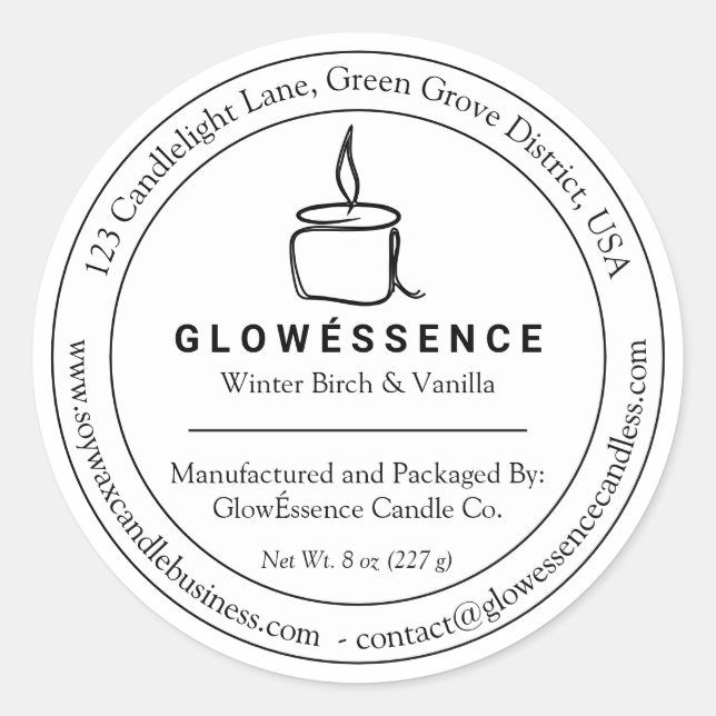 Candle Label Name Address Contact Weight (Front)
