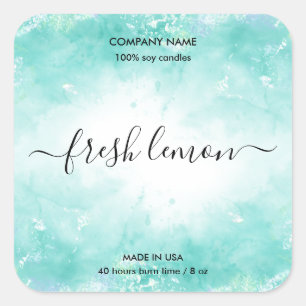 Candle label product aqua blue jar label