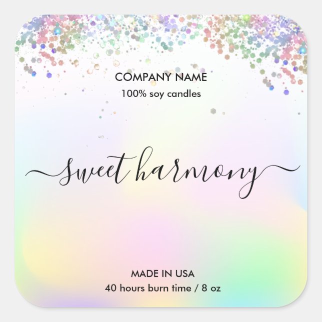 Candle label product label holograph jar label (Front)