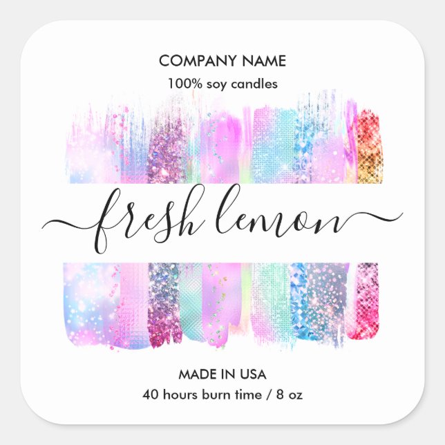 Candle label product label holographic jar label (Front)