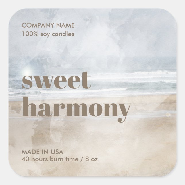 Candle label product label Modern Boho Beach (Front)