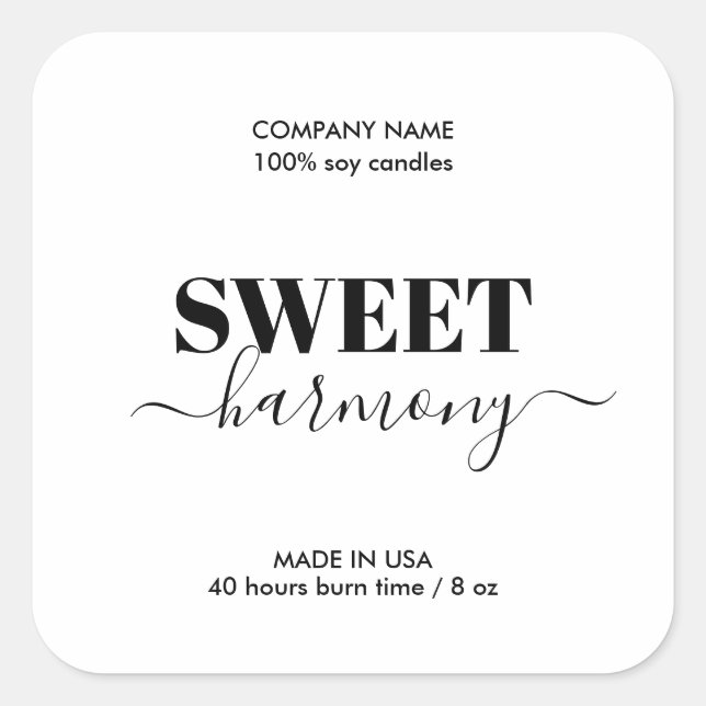 Candle label product label Modern Minimalist (Front)