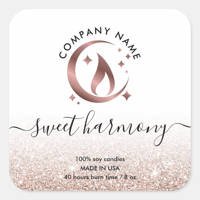 Candle label product label rose gold  jar label (Front)