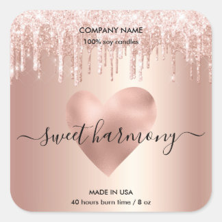 Candle label product label rose gold  jar label