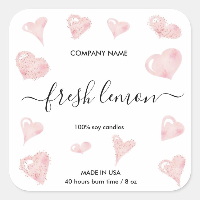Candle label Valentine Heart Love (Front)