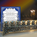 Candle Light Blessing Hanukkah Hebrew English Blue Photo Print<br><div class="desc">Keep a card with the Blessings for lighting the Chanukah candles nearby.  It's a beautiful addition to your Chanukah table decor.  You can add it to a photo frame of a transparent table sign holder.</div>