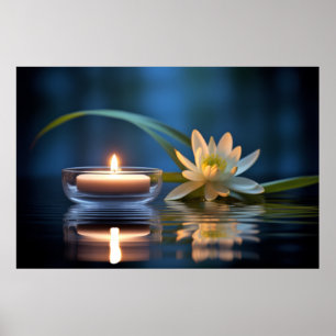 Candle Light Flowers Tranquil Peaceful  Poster