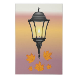 Candle Light Street Autumn Faux Canvas Print
