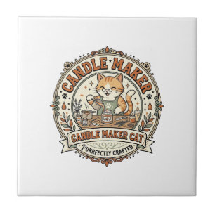 Candle Maker Cat Candle Maker Cat Vintage Vector A Ceramic Tile