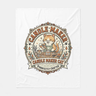 Candle Maker Cat Candle Maker Cat Vintage Vector A Fleece Blanket