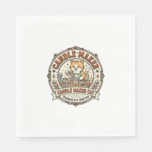 Candle Maker Cat Candle Maker Cat Vintage Vector A Napkin