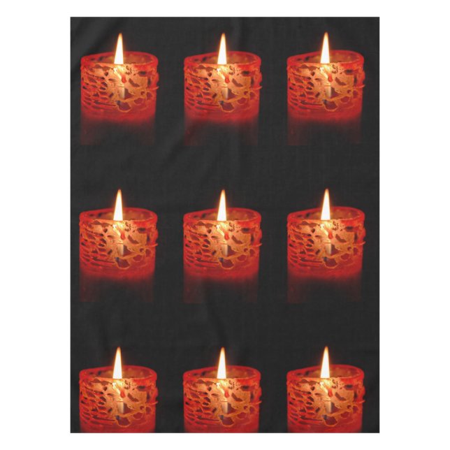 Candle on a black background tablecloth (Front)