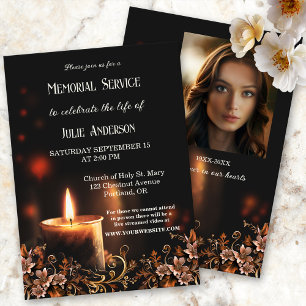 Candle Photo Funeral Memorial Service Invitation