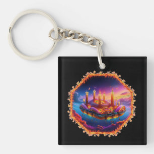 Candle Powered Space Vehicle In A Chaotic Sky Key Ring