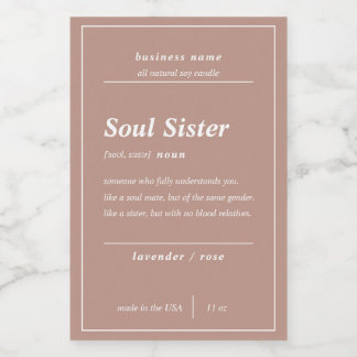 Candle Product Soul Sister Personalised Label 