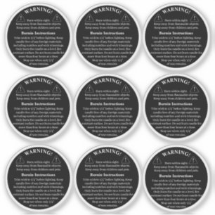 Candle Product Vinyl Warning Label