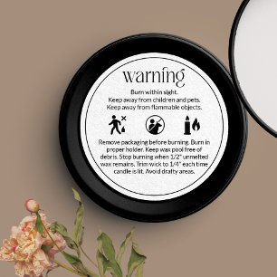 Candle Product Warning Label Safety & Care Design