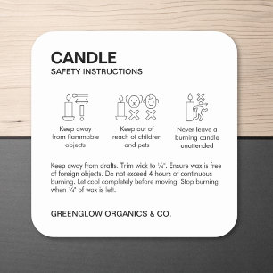 Candle Safety Label & Care Instruction Sticker