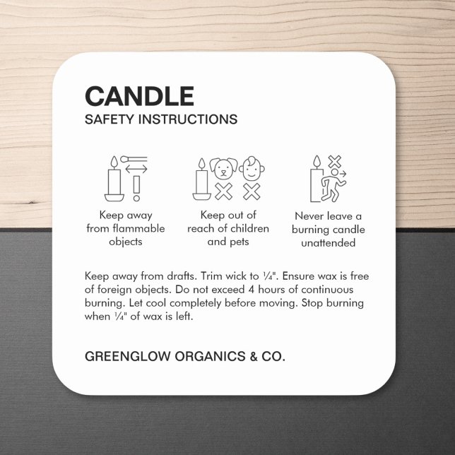 Candle Safety Label & Care Instruction Sticker (Zazzle Candle Safety Label & Care Instruction Sticker)