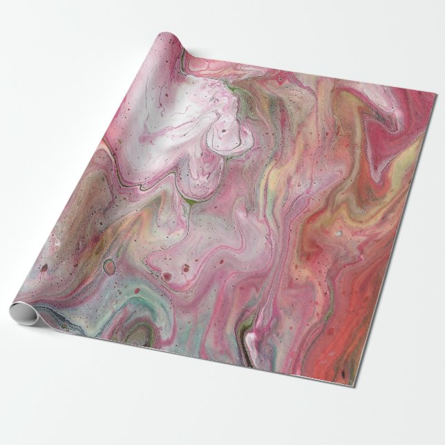 Candle Soft Pink Green Abstract Wrapping Paper (Unrolled)